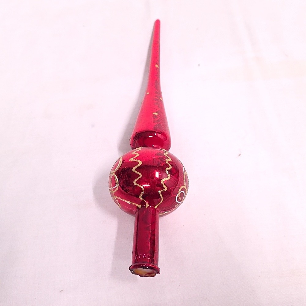 Bradford Christmas Tree Topper Red Vintage Unbreakable Finial Italy MCM Retro